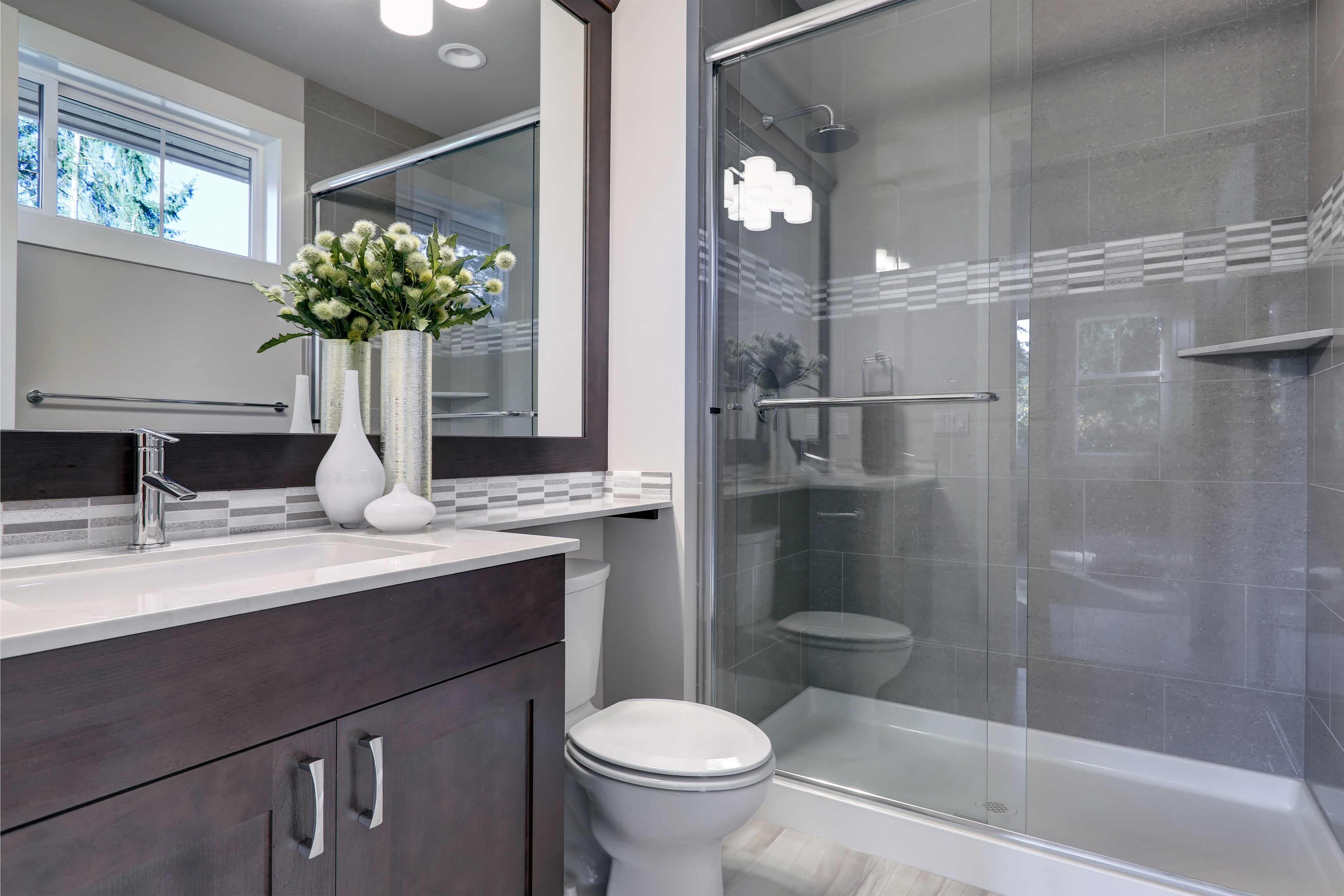 Completed bathroom renovation built to current permit and inspection requirements