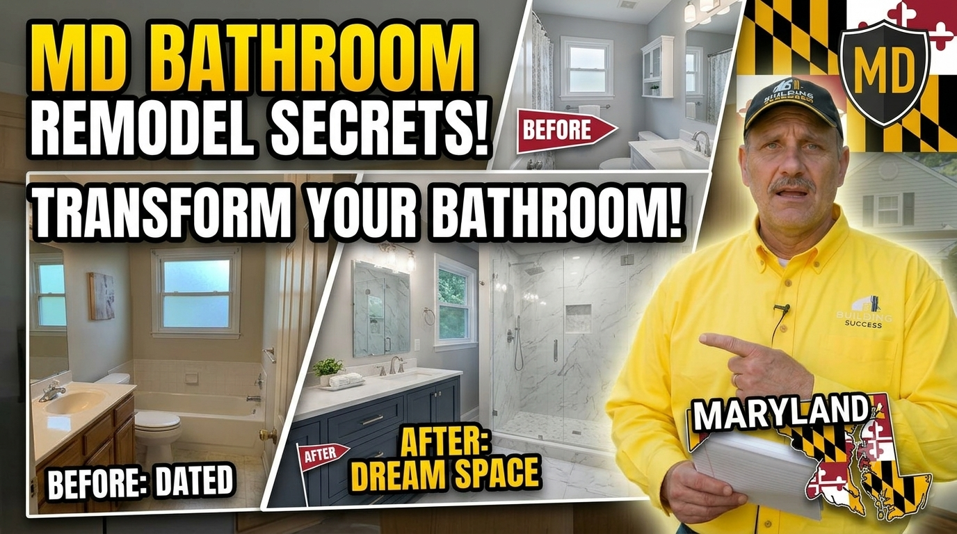 Bathroom remodeling in Maryland with walk-in tile shower and double vanity