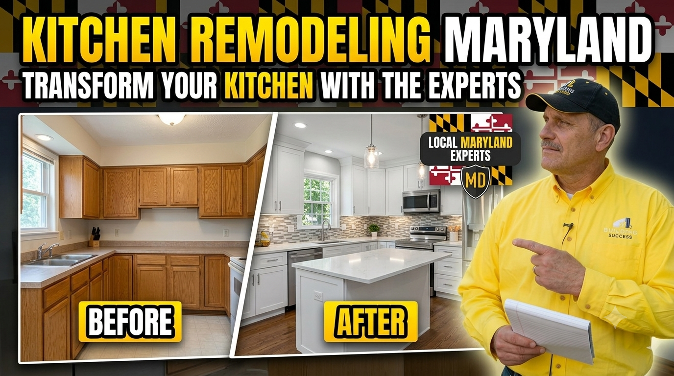 Kitchen remodeling in Maryland with custom cabinets and quartz island