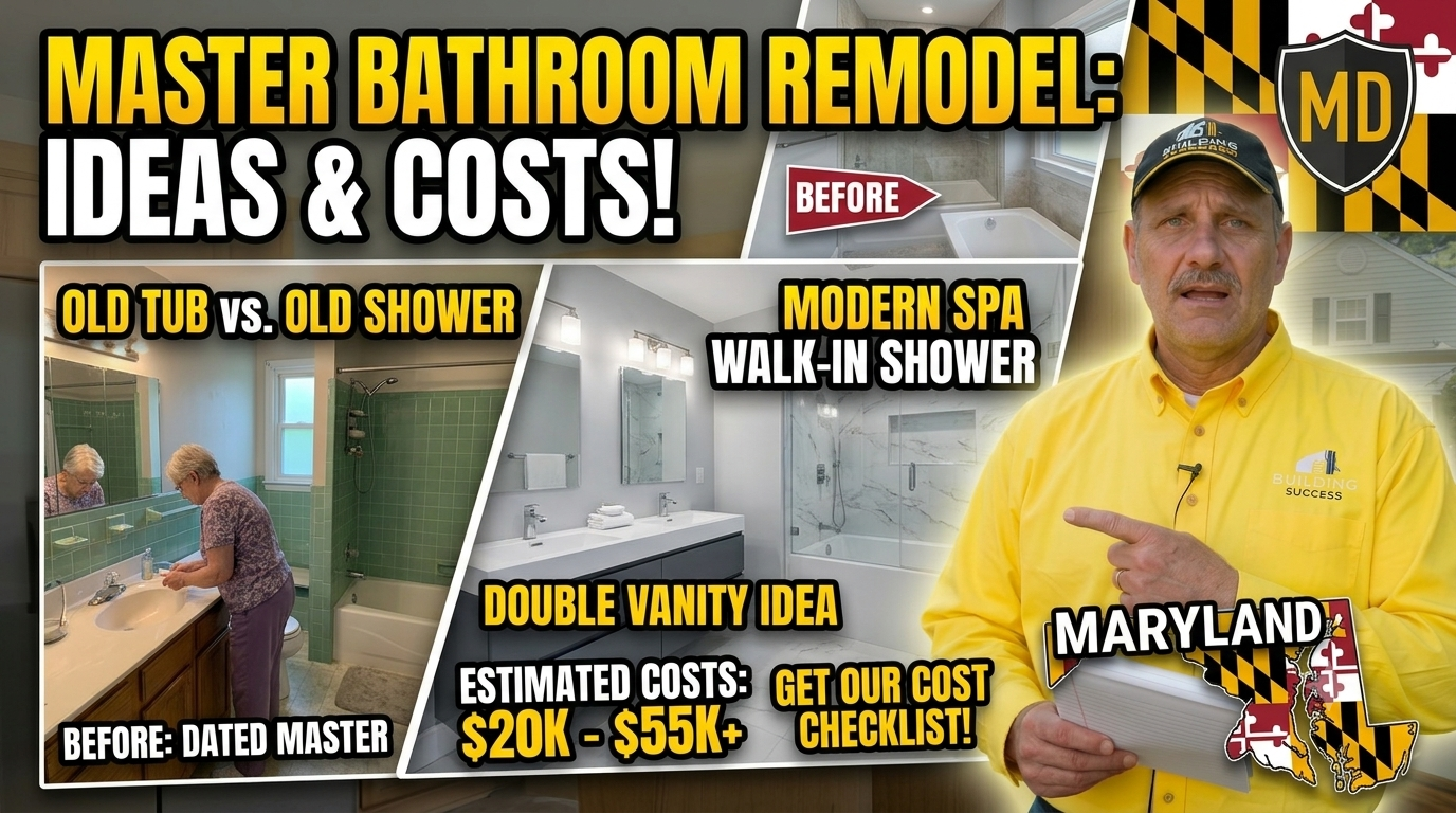 Master bathroom remodel with freestanding tub, walk-in shower, and double vanity